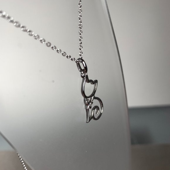 NEW Silver "Cut-out" Kitty Cat Necklace - Picture 4 of 9